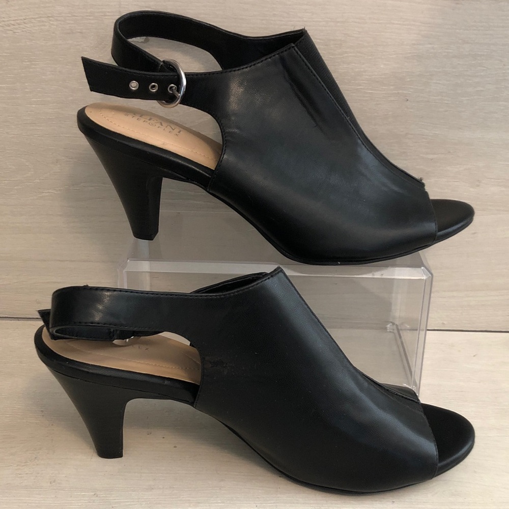 Alfani Step Flex Women’s Black Peek Toe Slingback Heels Size 11M